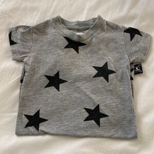 Nununu Gray Romper with Black Stars